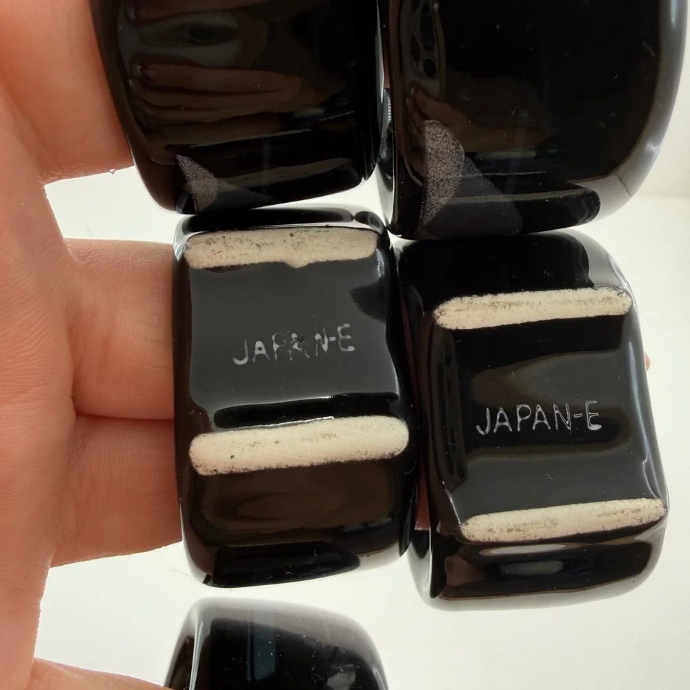 Vintage Mikasa Opus Black Napkin Rings MF641 Japan Duck Motif Set of 5 MCM Art